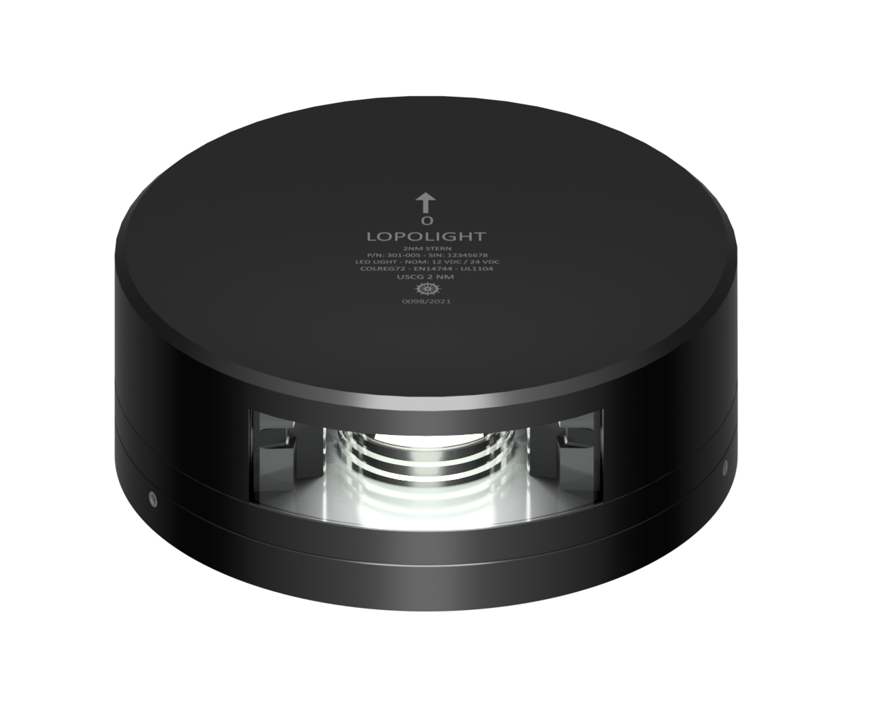 2nm 135° White, stern, black w/FB base & 6m cable 2nm 135° White, stern, black w/FB base & 6m cable